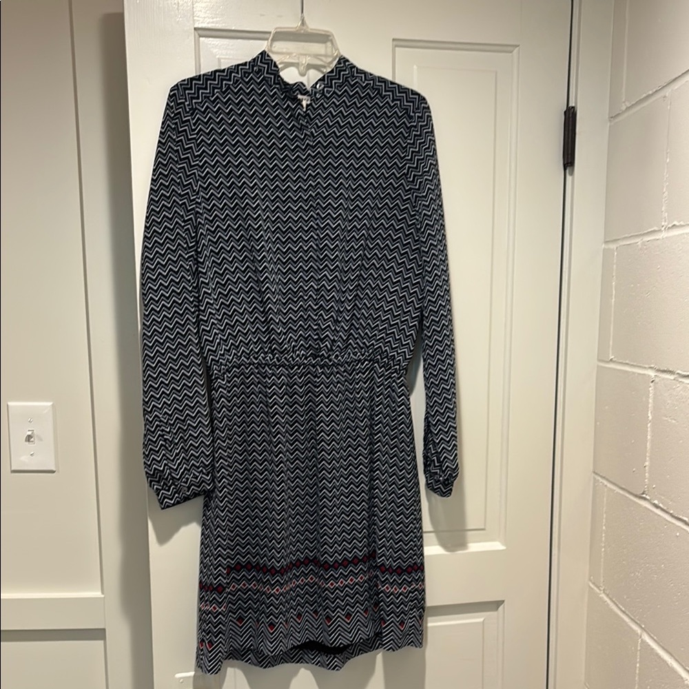 Max Studio Black, Blue, Red and White Long Sleeve Dress